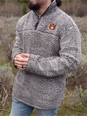 Auburn Grey Sherpa Quarter-Zip Pullover Jacket